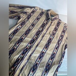 Vintage Wrangler Brushpopper Shirt Mens Beige XL Aztec Western Cowboy USA Made